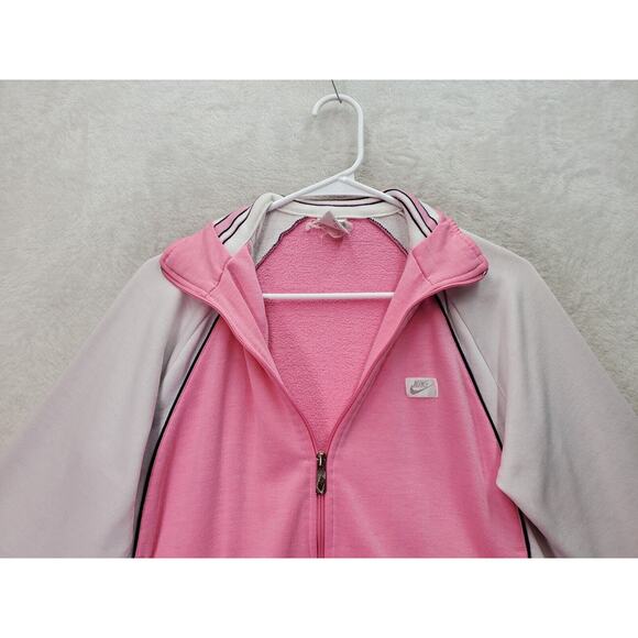 Nike Jacket Junior Medium Pink Fleece Long Sleeve Elastic Hem Logo‎ Full Zipper - Picture 4 of 7